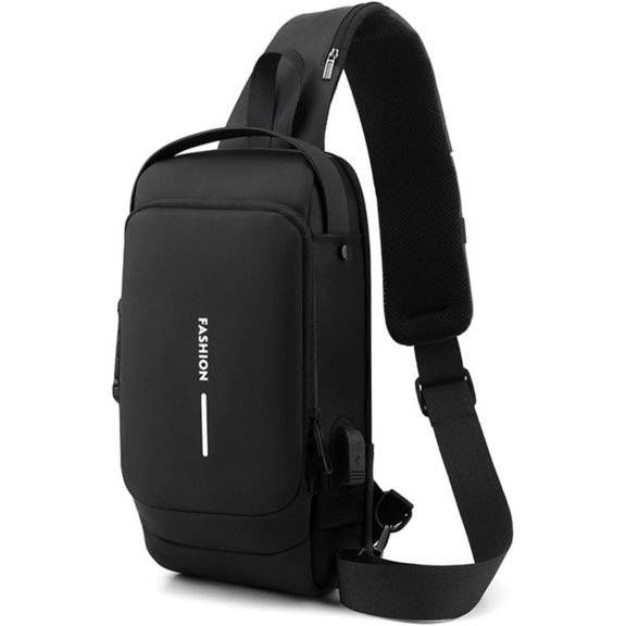 Sling Bag for Men Anti-Theft USB Crossbody Backpack Waterproof Chest Daypack