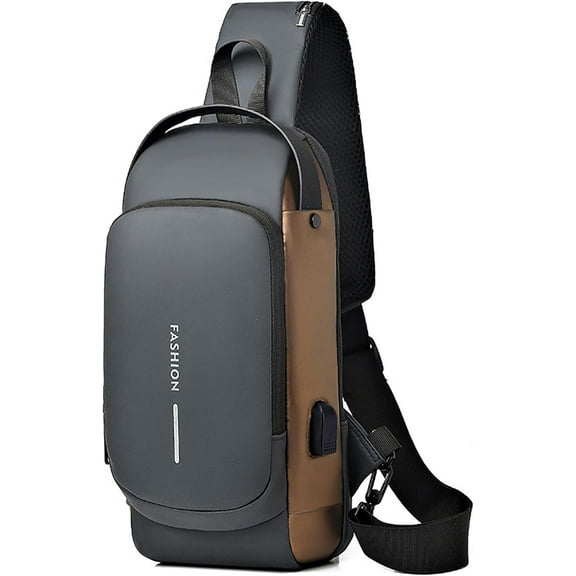 Sling Bag for Men Anti-Theft USB Crossbody Backpack Waterproof Chest Daypack