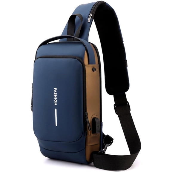 Sling Bag for Men Anti-Theft USB Crossbody Backpack Waterproof Chest Daypack