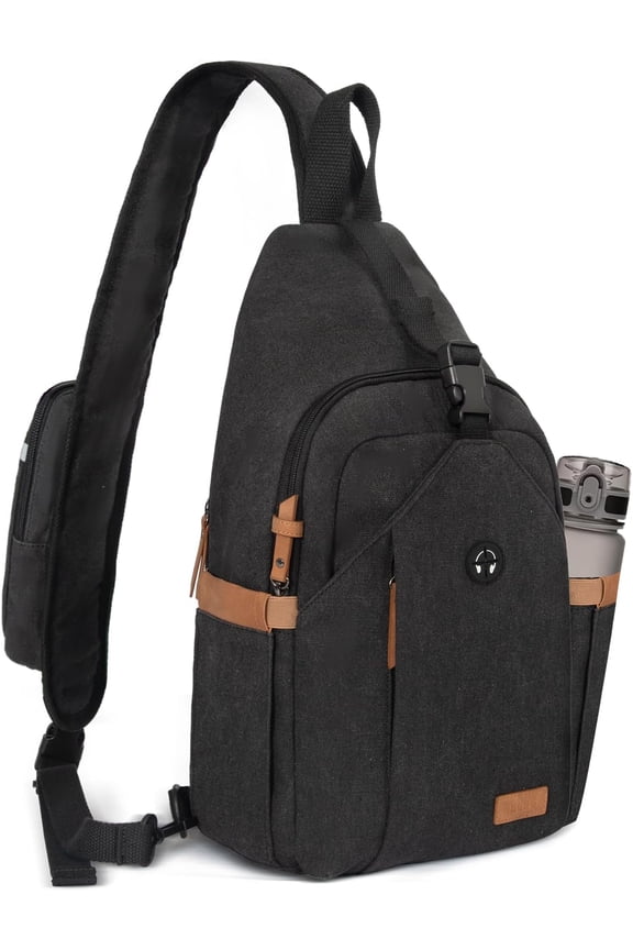 Sling Bag for Men, Large Crossbody Bag Men with Anti Tunnel Lock Zipper Canvas Sling Backpack for Travel Hiking