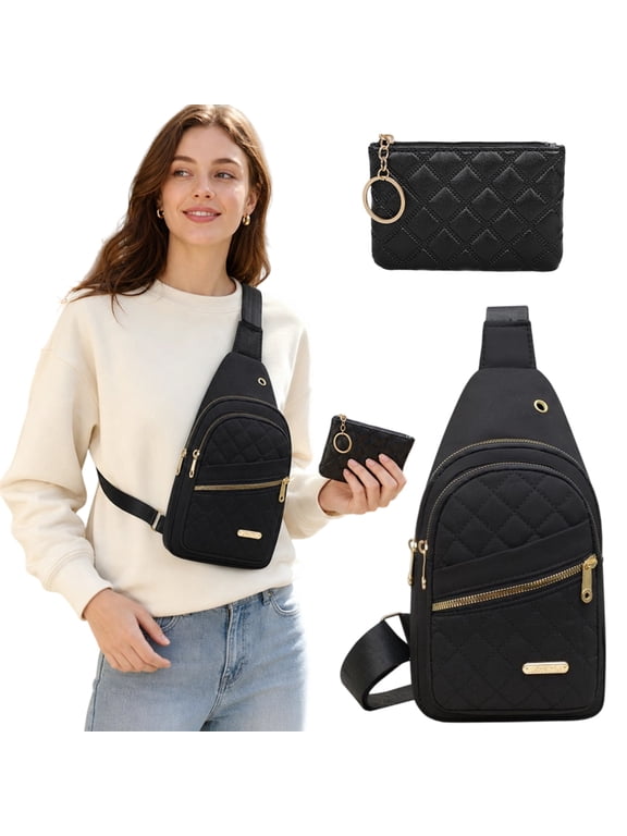 Sling Bag for Men Women, Adjustable Lightweight Crossbody Chest Bag Multipurpose Daypack with Bonus Small Handbag for Travel Hiking Outdoor