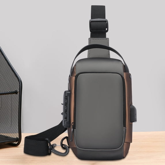 Sling Bag for Men Women, with USB Charging Port & Anti-Theft Lock, Lightweight Water-Resistant Crossbody Chest Bag, for Travel, Hiking, Daily Commute