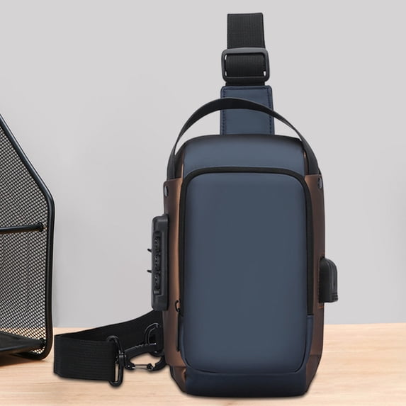 Sling Bag for Men Women, with USB Charging Port & Anti-Theft Lock, Lightweight Water-Resistant Crossbody Chest Bag, for Travel, Hiking, Daily Commute