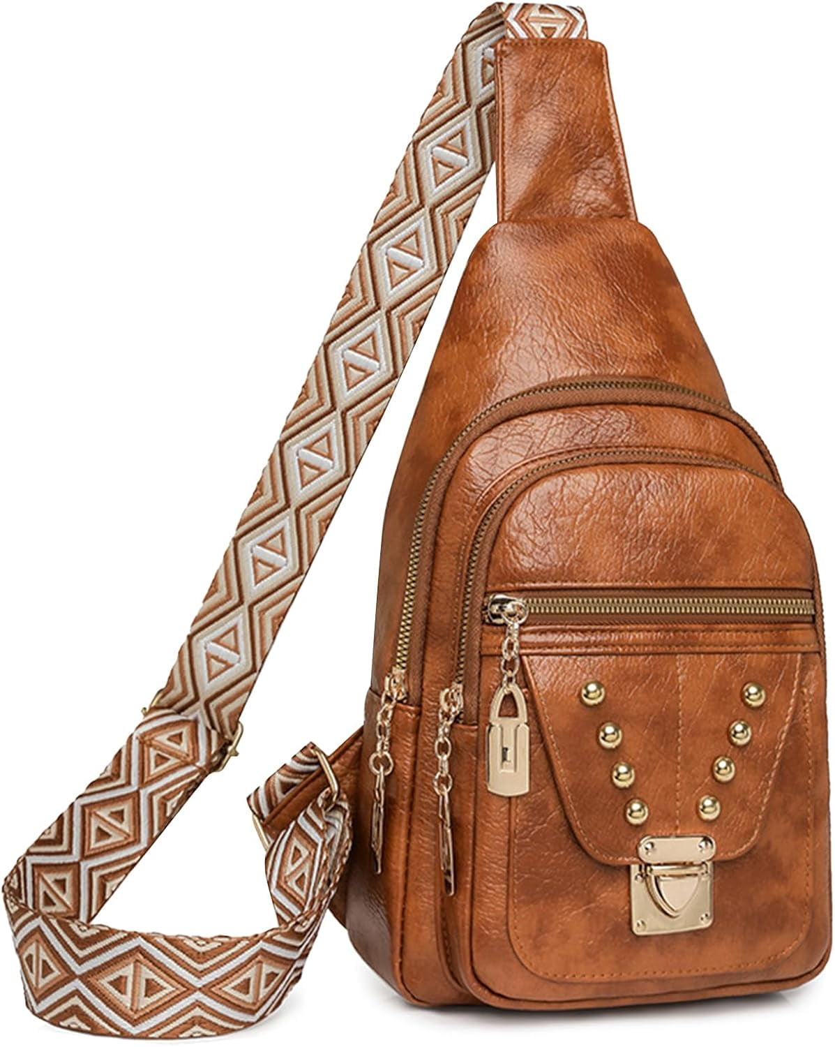 Sling Bag for Women Crossbody, Leather Cross Body Fanny Packs for Women, Trendy Chest Bag for Travel and Daily Use