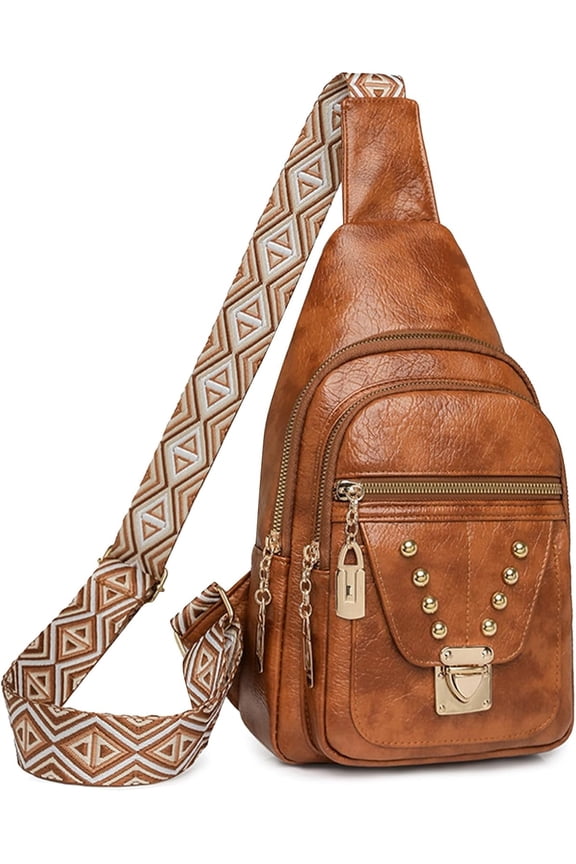 Sling Bag for Women Crossbody, Leather Cross Body Fanny Packs for Women, Trendy Chest Bag for Travel and Daily Use