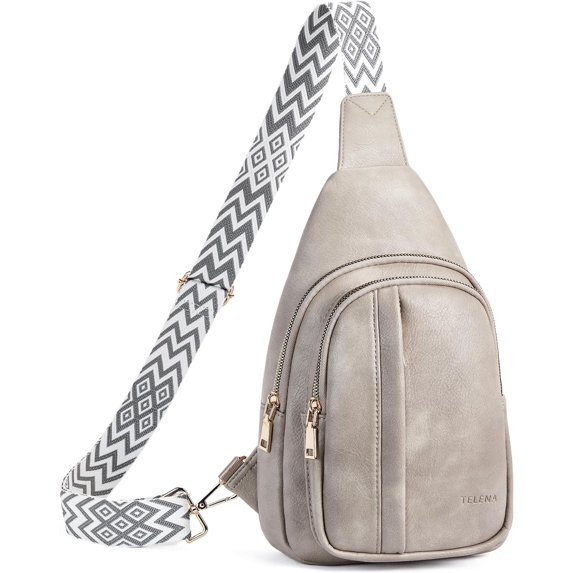 Sling Bag for Women Crossbody Purse Vegan Leather Fanny Pack Chest Bag Camel Brown
