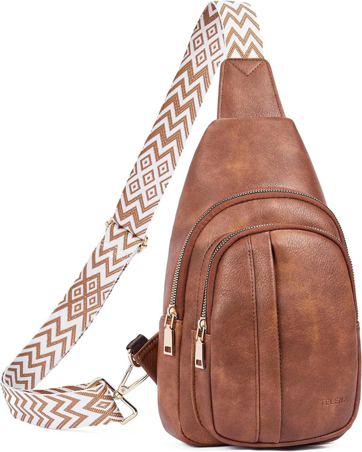 ARAZIYT Sling Bag for Women Crossbody Purse Vegan Leather Fanny Pack Chest Bag Camel Brown Women s Size Small