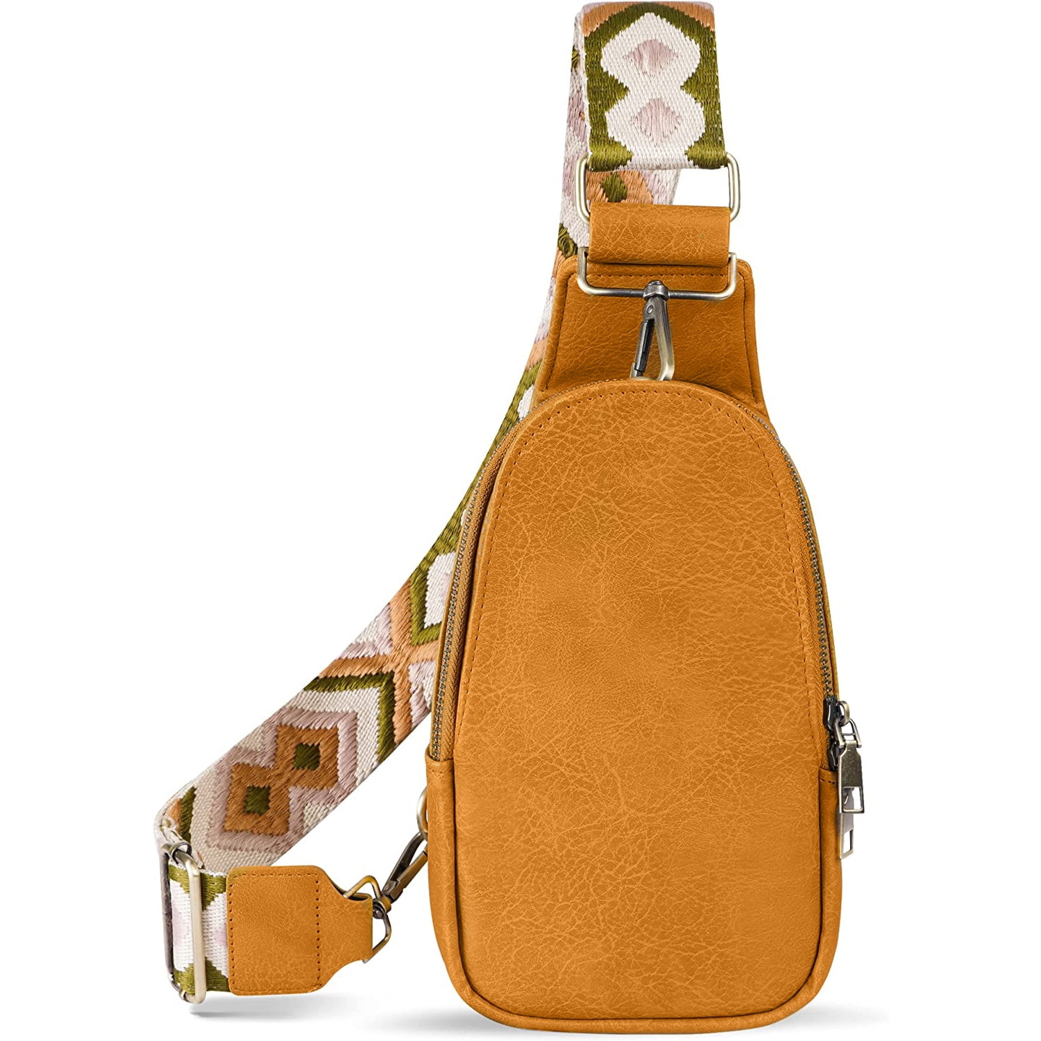 Sling Bag for Women PU Leather Sling Bag Small Crossbody Sling Backpack  Multipurpose Chest Bag for Women Cycling(Orange) 