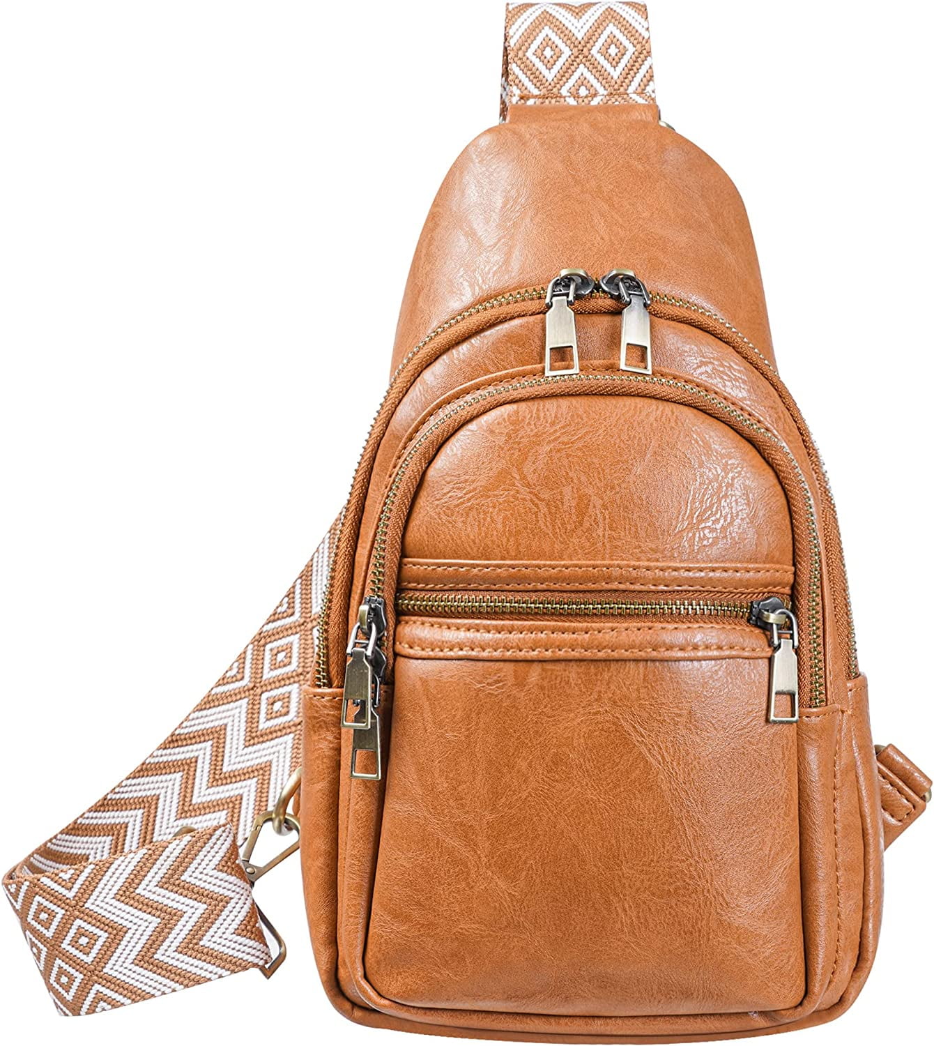 Sling Bag for Women PU Leather Sling Bags for Women Crossbody Fashion Sling Backpack Multipurpose Chest Bag for Women