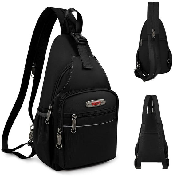 Sling Bags for Men Women Crossbody Small Sling Backpack with Single Double Shoulder Lightweight Over Shoulder Bag for Daily Travel Use,8610-Black