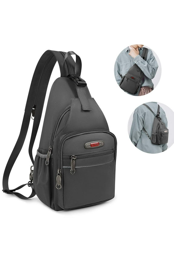 Sling Bags for Men Women Crossbody Small Sling Backpack with Single Double Shoulder Lightweight Over Shoulder Bag for Daily Travel Use,8610-Grey