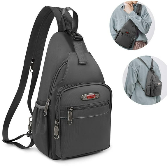 Sling Bags for Men Women Crossbody Small Sling Backpack with Single Double Shoulder Lightweight Over Shoulder Bag for Daily Travel Use,8610-Grey