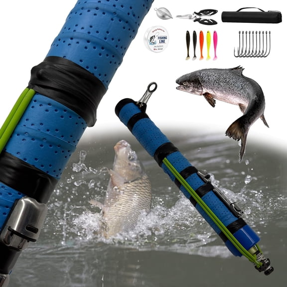 Sling Caster Fishing Rod, Compact Catapult Fishing Reel, Professional Fly Fishing Rod, Portable Catapult Fishing Lure Angling Tools for Beginners, Cast Farther with Zero Effort