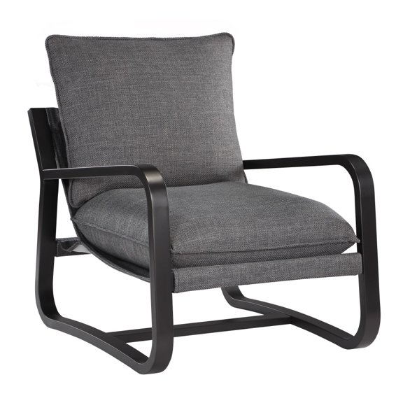 Sling Chair, Charcoal Fabric Upholstery, Bronze Powder Coated Metal Frame