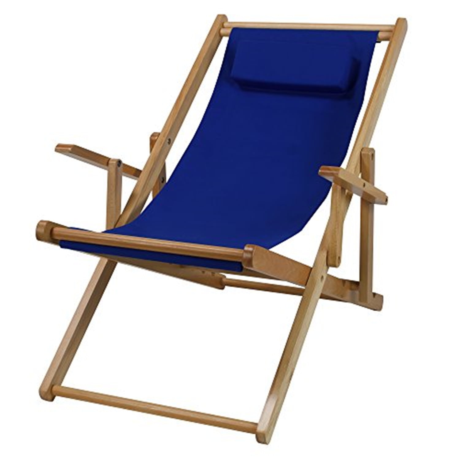 Natural Wood Sling Chair with Royal Blue Canvas