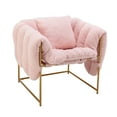 thumbnail image 1 of Sling Chair with Pillow, Modern Accent Chair Comfy Leisure Sofa Single Armchair with Metal Frame, Patio Lounge Chair Recliner Chair Flexible Seating for Adults Living Room Bedroom, Pink-Teddy, 1 of 7