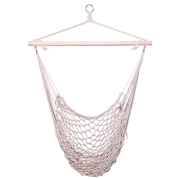 Sling Chair Sling Pendulum Chair Hammock Mesh Air/Sky Chair Deluxe Cotton Rope Sling with Trim for Bedroom Beach Patio Deck Porch Garden Indoor/Outdoor Space