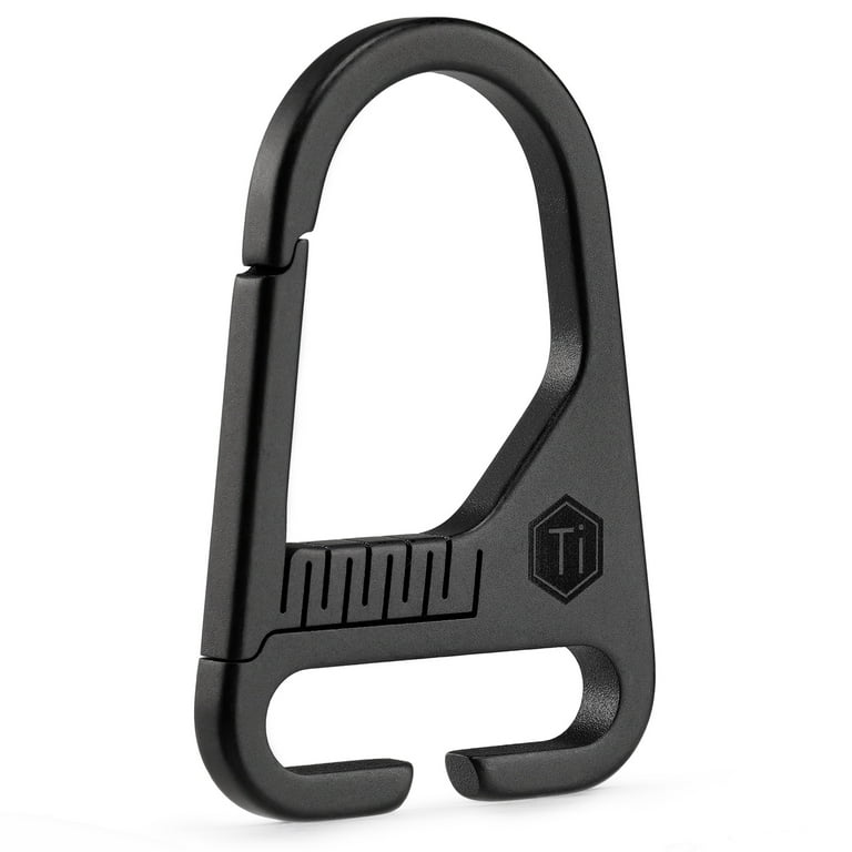 KeyUnity KM02 Titanium Belt Clip Carabiner Leather Keychain Holder with Removable Stainless Steel Key Ring