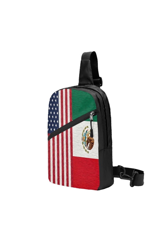 Sling Crossbody Backpack America Mexican Flag Collapsible Chest Shoulder Cross Body Bag Daypack for Women Men