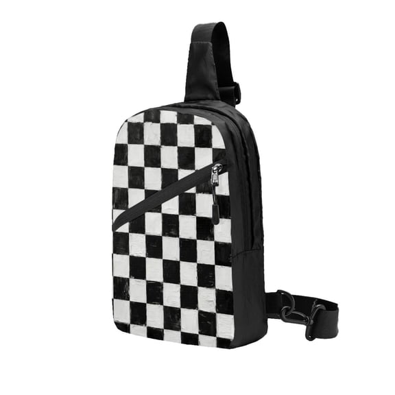 Sling Crossbody Backpack Checkerboard Collapsible Chest Shoulder Cross Body Bag Daypack for Women Men