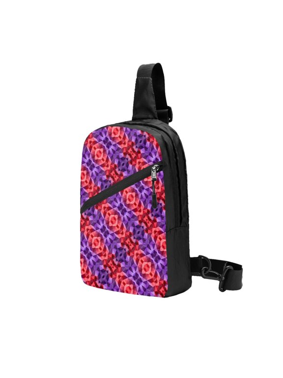 Sling Crossbody Backpack Colorful Polygon Frequency Collapsible Chest Shoulder Cross Body Bag Daypack for Women Men