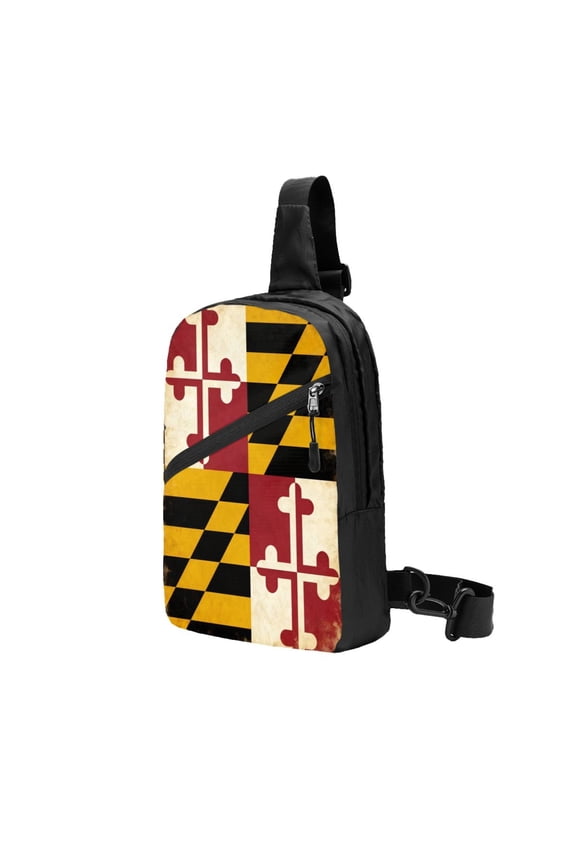 Sling Crossbody Backpack Maryland-Flag Pattern Collapsible Chest Shoulder Cross Body Bag Daypack for Women Men