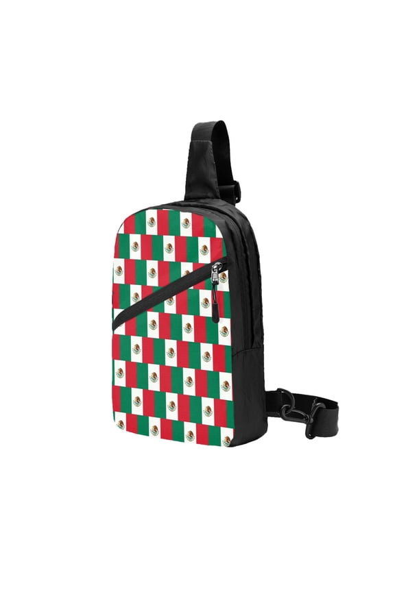 Sling Crossbody Backpack Mexican Flag Collapsible Chest Shoulder Cross Body Bag Daypack for Women Men