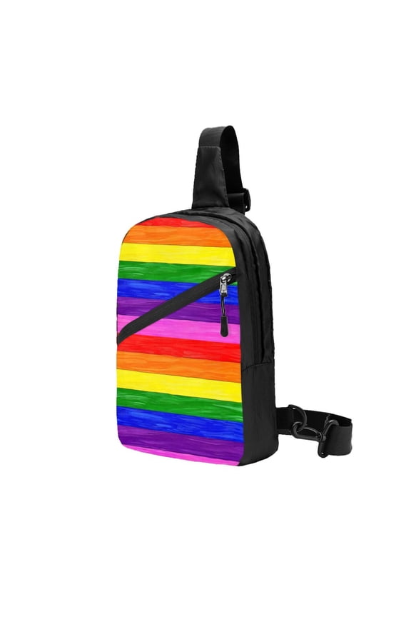 Sling Crossbody Backpack Pride Rainbow Pattern Collapsible Chest Shoulder Cross Body Bag Daypack for Women Men