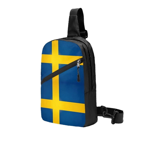 Sling Crossbody Backpack Swedish Flag Collapsible Chest Shoulder Cross Body Bag Daypack for Women Men