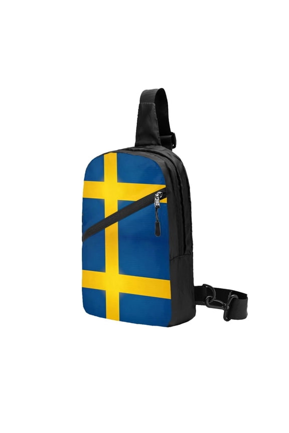 Sling Crossbody Backpack Swedish Flag Collapsible Chest Shoulder Cross Body Bag Daypack for Women Men