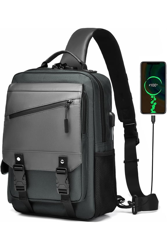 Sling Crossbody Bag for Men: 2026 13L Large Capacity School Satchel - 13" Laptop Sleeve & Anti - Water Resistant Durable Messenger Daypack with Padded Strap for College Student Campus