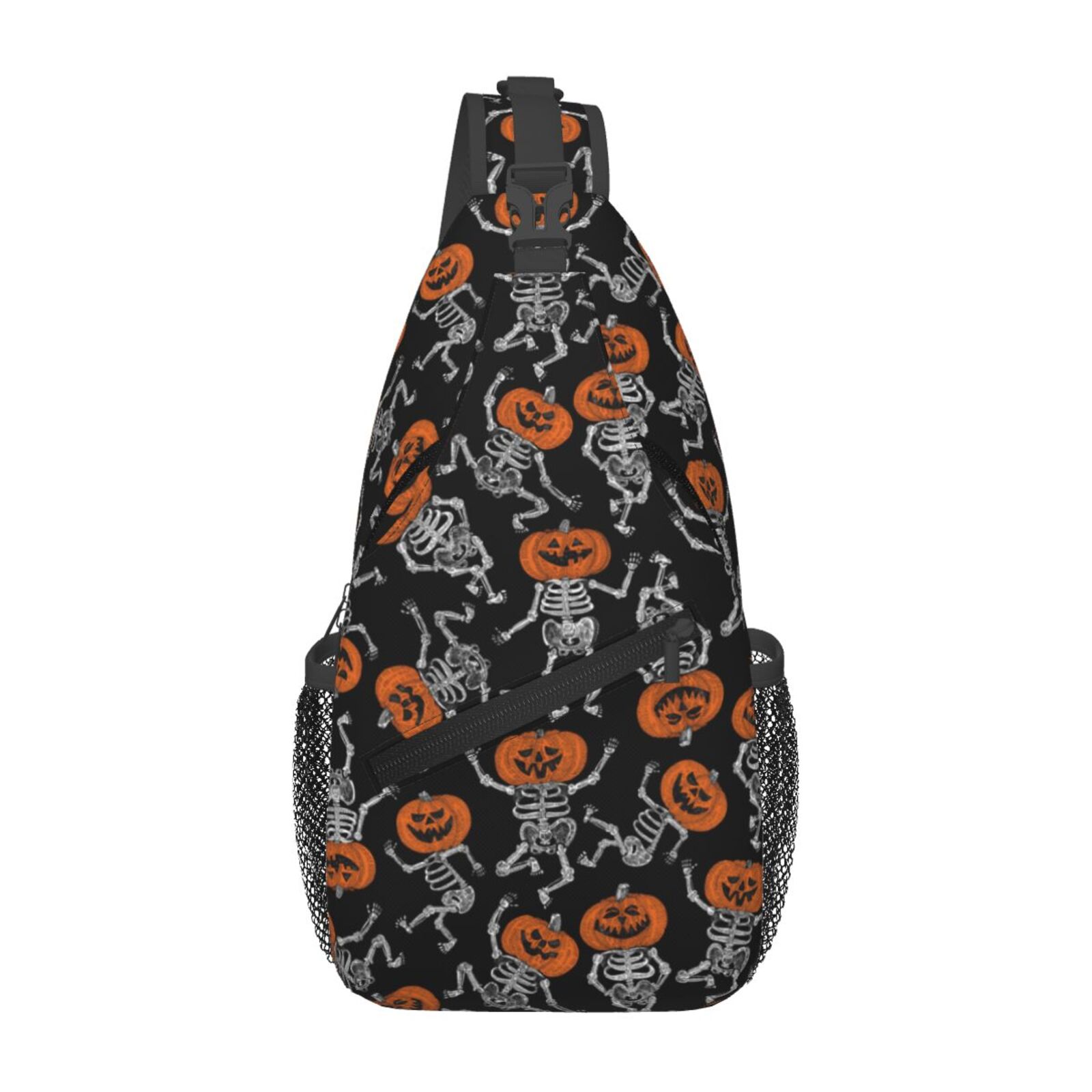 Men's Casual Sling Daypack - Crossbody Bag With Skull Ouija Design, Black, One Size
