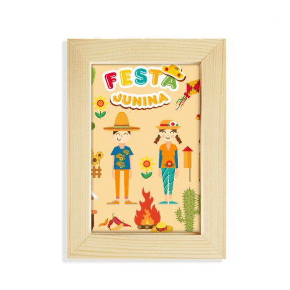 Sling Fire Cactus Guitar Festival Illustration Desktop Display Photo Frame Picture Art Painting 5x7 inch