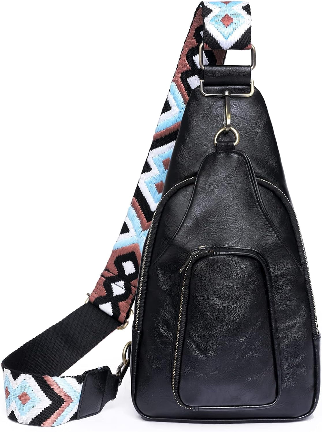 Sling Leather Bags For Women Crossbody Small Fanny Pack Purses Chest Bags With Guitar Strap For Lady