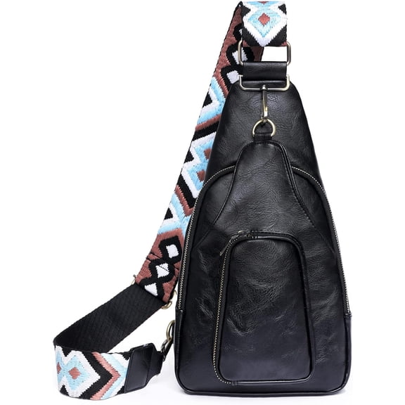 Sling Leather Bags For Women Crossbody Small Fanny Pack Purses Chest Bags With Guitar Strap For Lady