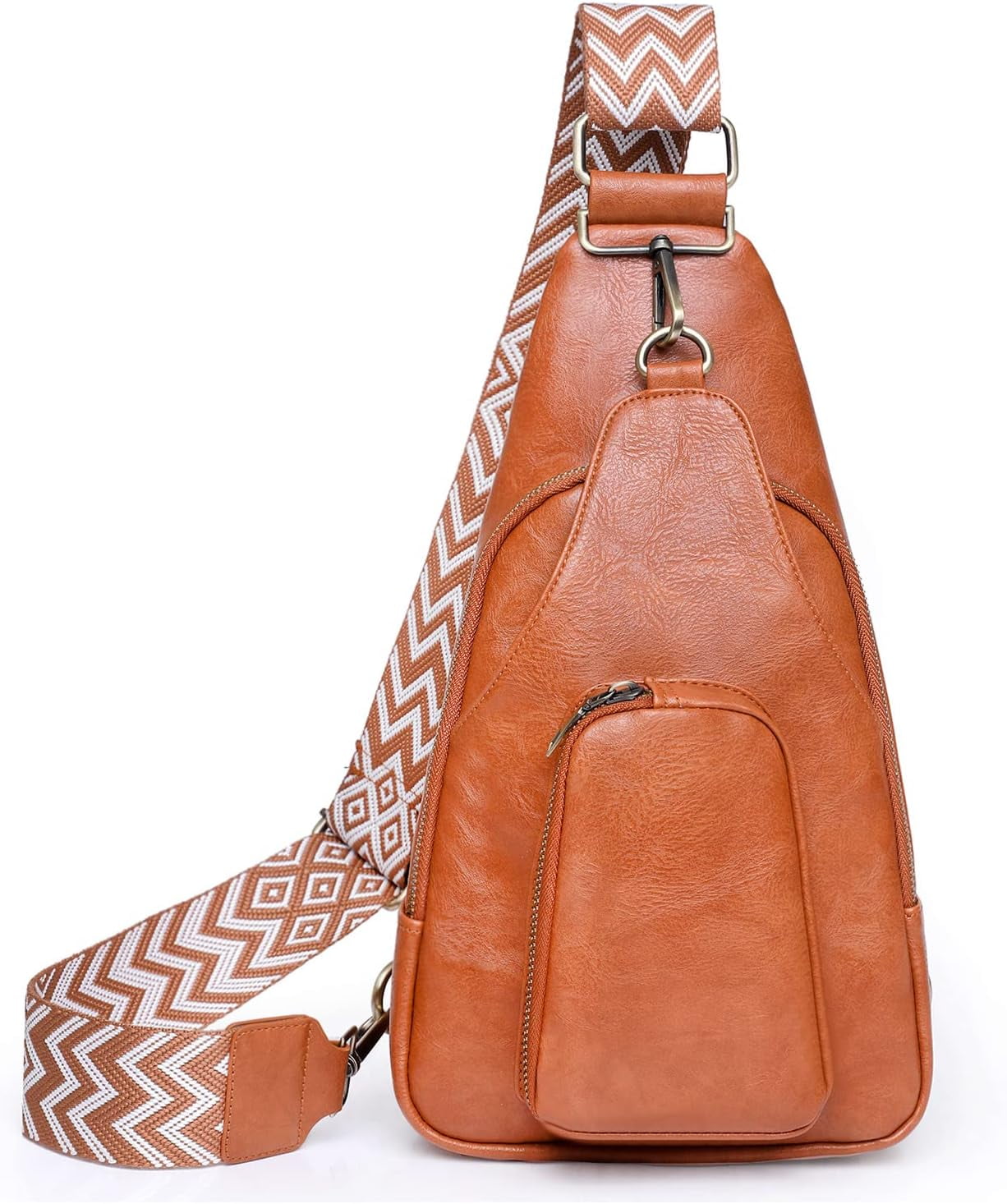 Sling Leather Bags For Women Crossbody Small Fanny Pack Purses Chest Bags With Guitar Strap For Lady