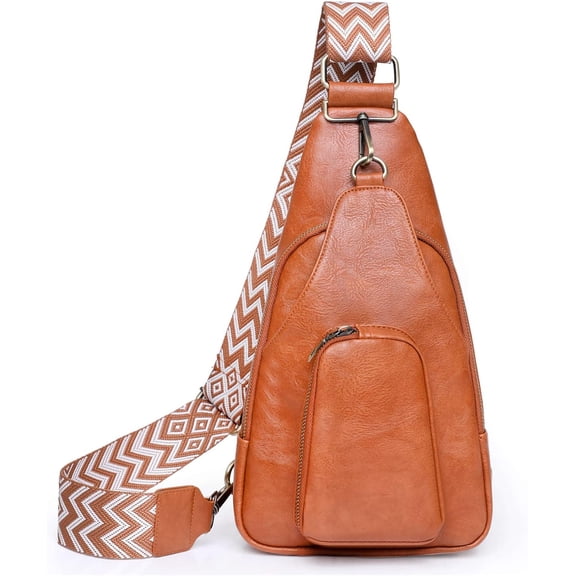 Sling Leather Bags For Women Crossbody Small Fanny Pack Purses Chest Bags With Guitar Strap For Lady