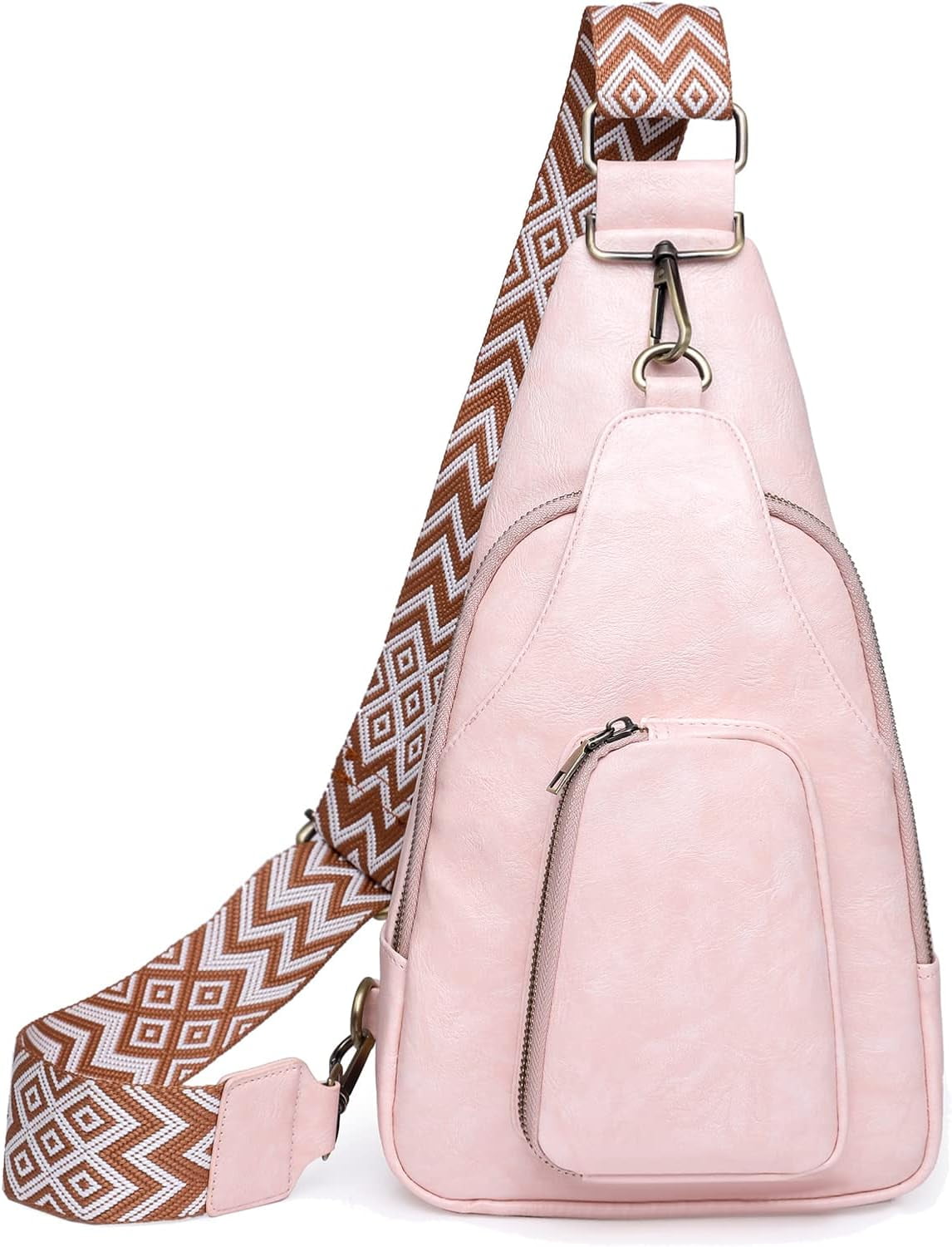 Sling Leather Bags For Women Crossbody Small Fanny Pack Purses Chest Bags With Guitar Strap For Lady