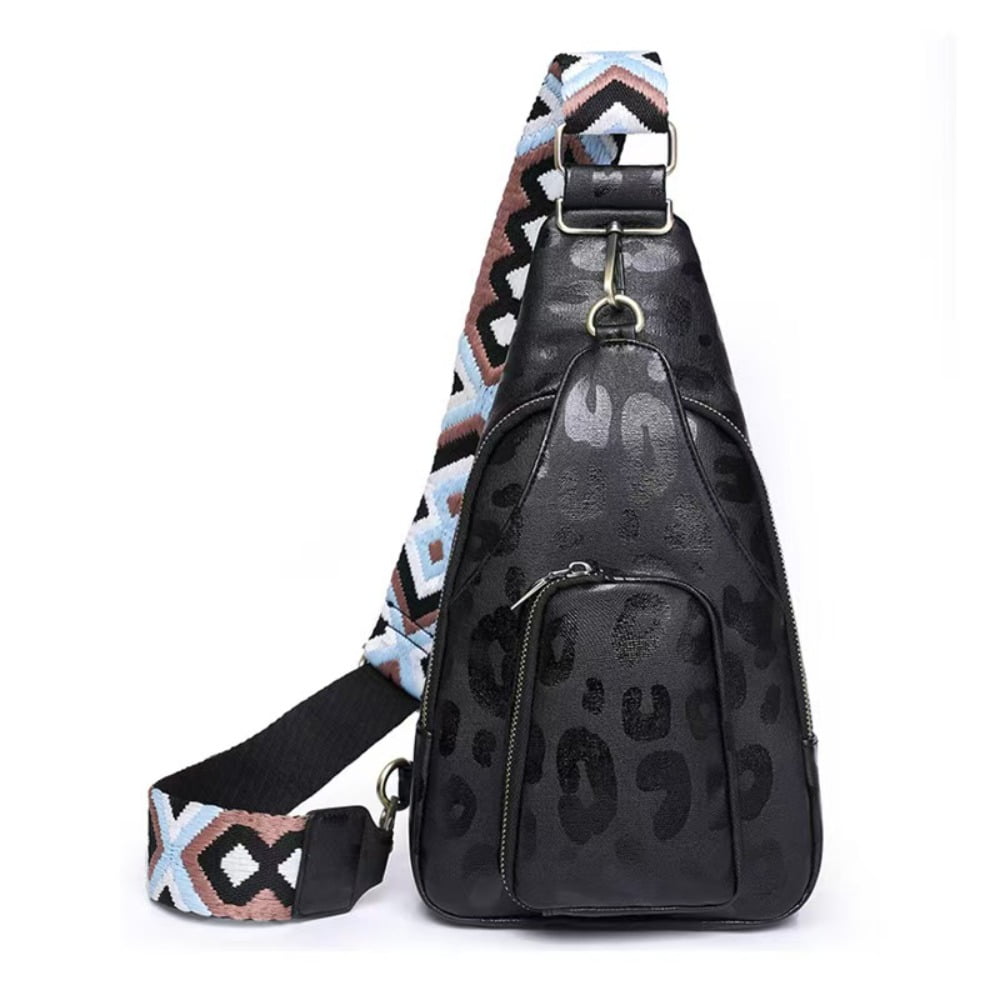 Sling Leather Bags For Women Crossbody Small Fanny Pack Purses Chest Bags With Guitar Strap For Lady
