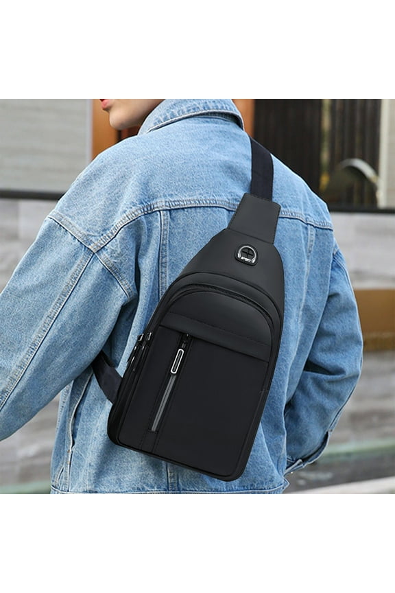 Sling Multi-Layer Backpack, Travel Hiking Chest Bag with Front Pocket, USB Charging Port Casual Shoulder Bag for Work, Vacation, and Outdoor Activities