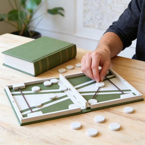 Sling Puck Book Game 3D Printed Fold-Up Fast Action Dexterity Board Game(Green-7x5.5x2In)