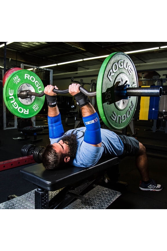 Sling Shot STrong Compression Elbow Sleeves by Mark Bell - Medium - Blue