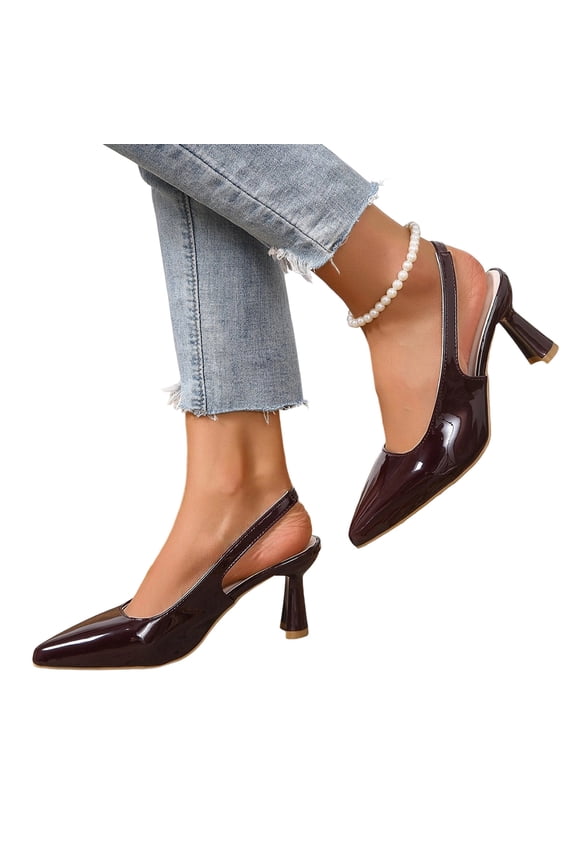 Slingback Kitten Heels Elegant Dressy Pumps for Women Closed Pointed Toe Mid Heels Shoes Stiletto Pumps Shoes Dress Elegant Wedding Party