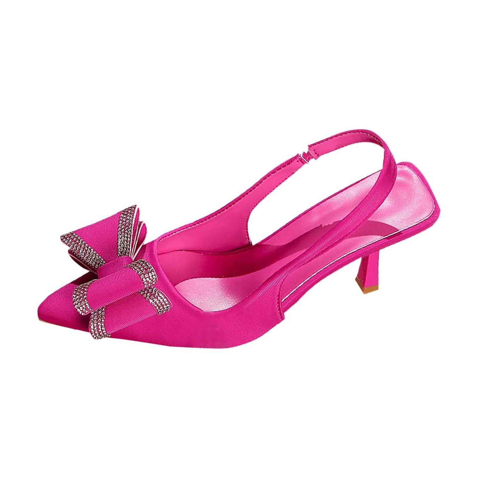 Slingback Rhinestone Bow Heels for Women Closed Pointed Toe  Kitten Heels Closed Pointed Toe Pumps, 2 Inch Slingback Sparkly Rhinestone Bow main image 0