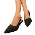 thumbnail image 1 of Slingback Sandals for Women Pointed Closed Toe Stiletto Heels Elastic Strap Slip on Wedding Party Dress Shoes Black Size 8, 1 of 6