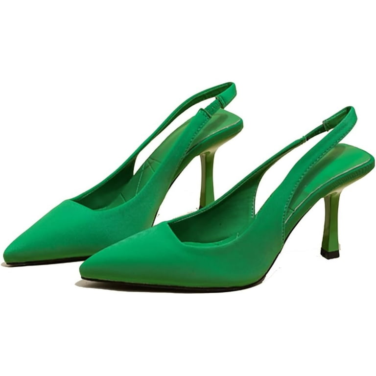 Slingback Shoes for Women Pointed Toe Stiletto Heels Slip On Backless Dress High Heels Walmart