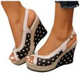 thumbnail image 1 of Slingback Wedges Heels for Women Peep Toe Platform Sandals Color Block Casual HIgh Heels Ladies Outdoor Summer Dress Shoes Black Size 6.5, 1 of 7