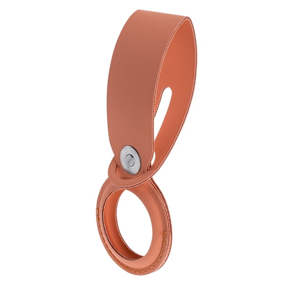 Slinger Protective PU Leather Loop Holder Tracker Cover Compatible with Apple New AirTag (Orange)