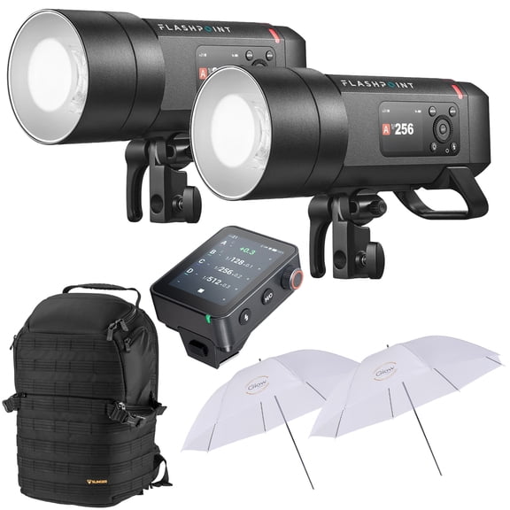 Flashpoint XPLOR 400 Pro II R2 Flash, 2-Pack w/Trigger for Olympus/Panasonic, Backpack