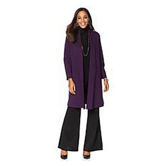 Slinky Brand Long-Sleeve Ponte Duster in Eggplant, S